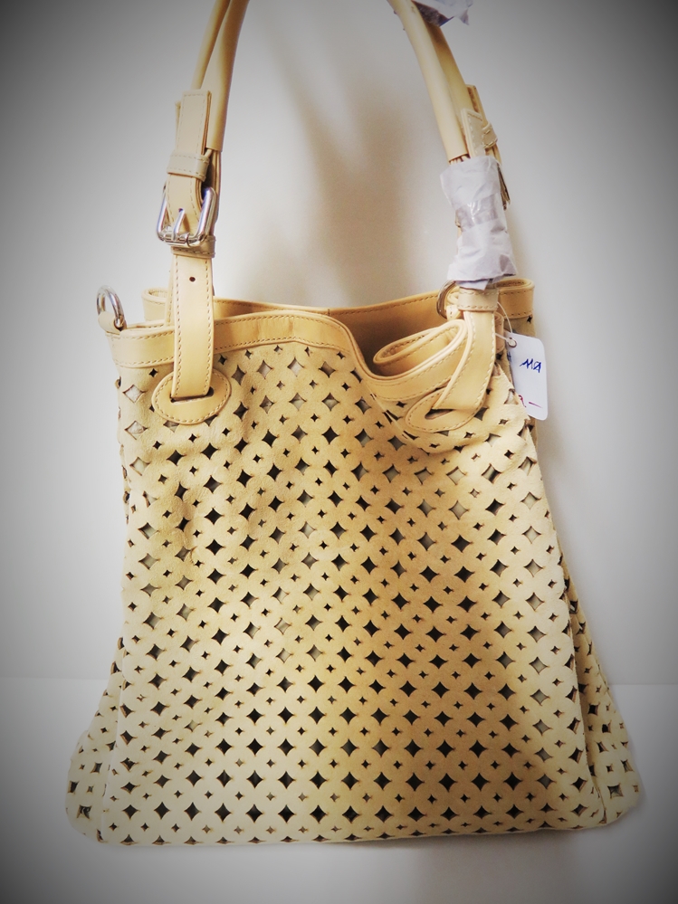 Handtasche Natur mit Lochleder