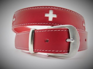 Ledergurt Swiss CH 40mm Rot (11043-40)