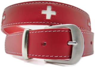 Ledergurt Swiss CH 40mm Rot (11043-40)