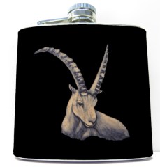 Flachmann Steinbock halb geschnitzt