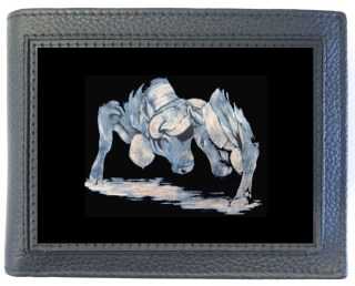 Geldbörse Kuhkampf 2 geschnitzt