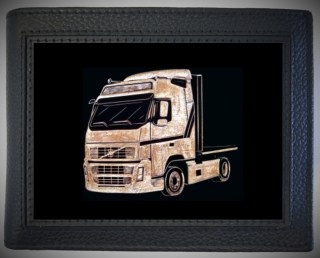Geldbörse Lastwagen geschnitzt