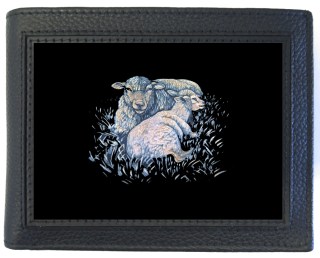 Geldbörse Schaf mit Lamm geschnitzt