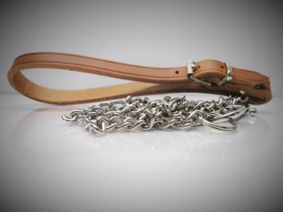 Kettenleine mit Lederhandgriff 
