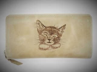 Zipper Hand-Gebrannt Katzenkopf